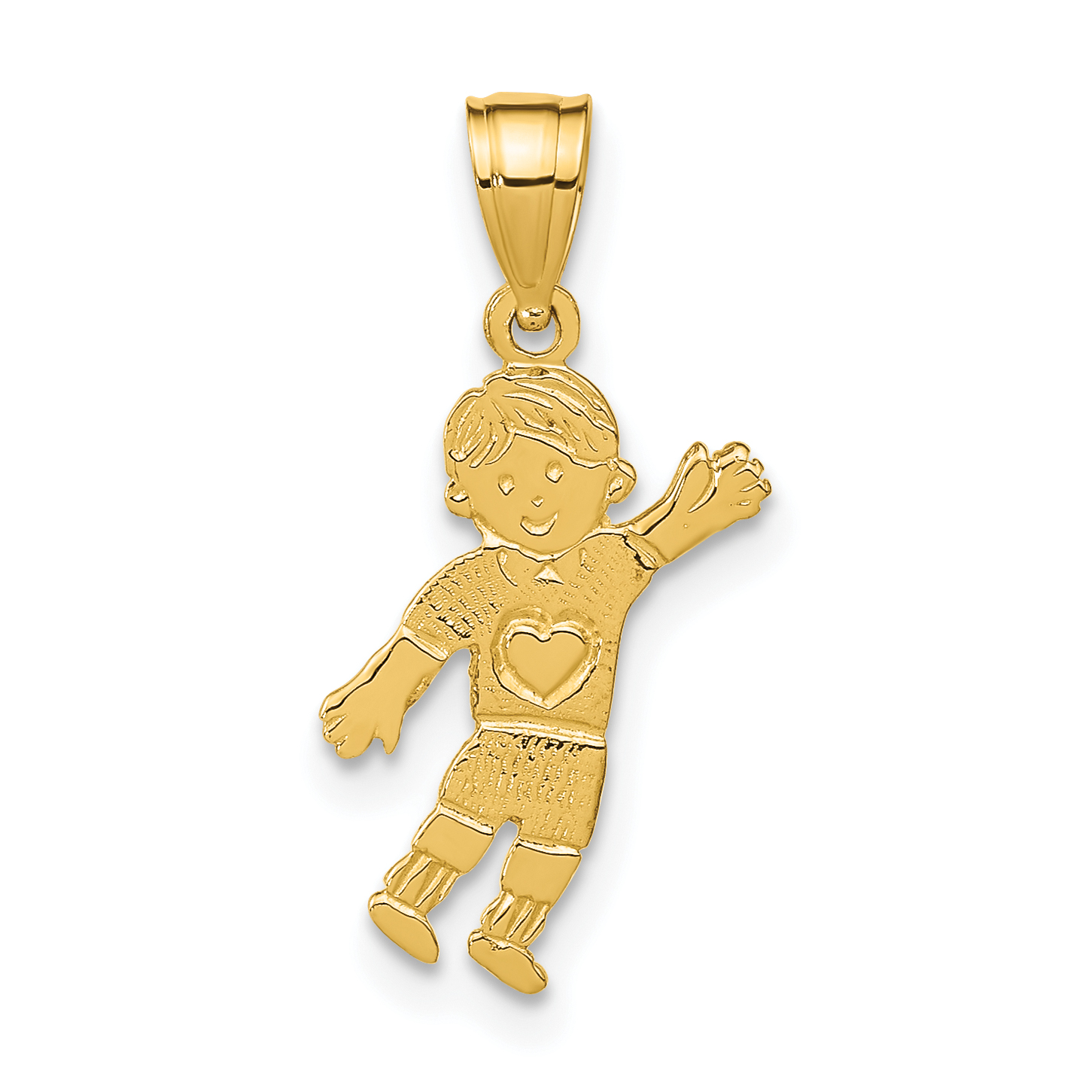 14K Boy Waving with Heart on Pocket Charm (D3994)