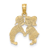 14K Yellow Gold Kissing Boy and Girl Charm view 3