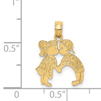 14K Yellow Gold Kissing Boy and Girl Charm view 4