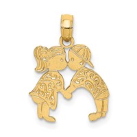 14K Yellow Gold Kissing Boy and Girl Charm view 1