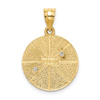 14K Two-tone Solid Satin Finish Flat Back Star of David Disc Charm view 3