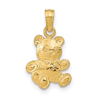 14K Yellow Gold Teddy Bear Pendant view 1