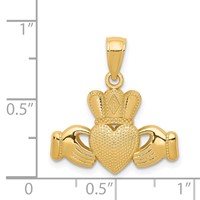 14K Claddagh Pendant with Textured Crown view 3