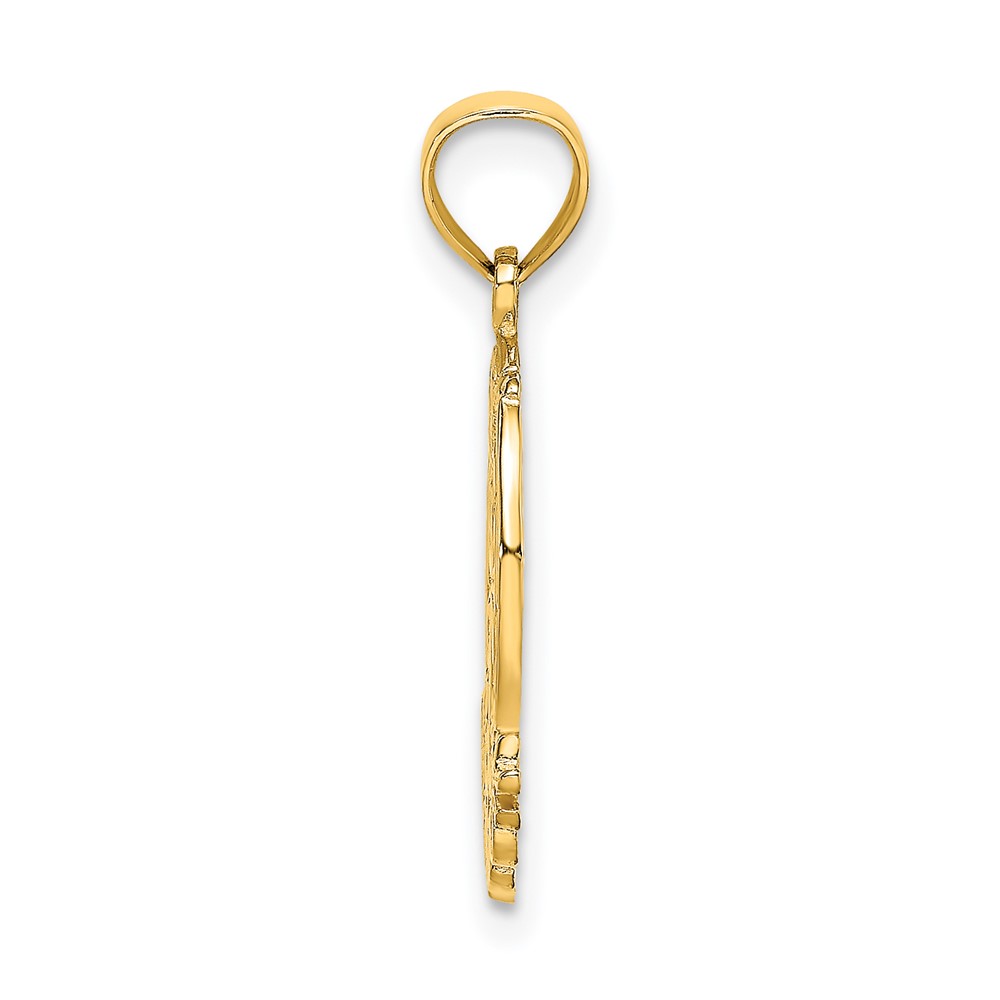 14K GOOD LUCK Horseshoe and Clover Charm (D4047)