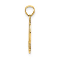 14K Yellow Gold Good Luck Horseshoe and Clover Charm view 2