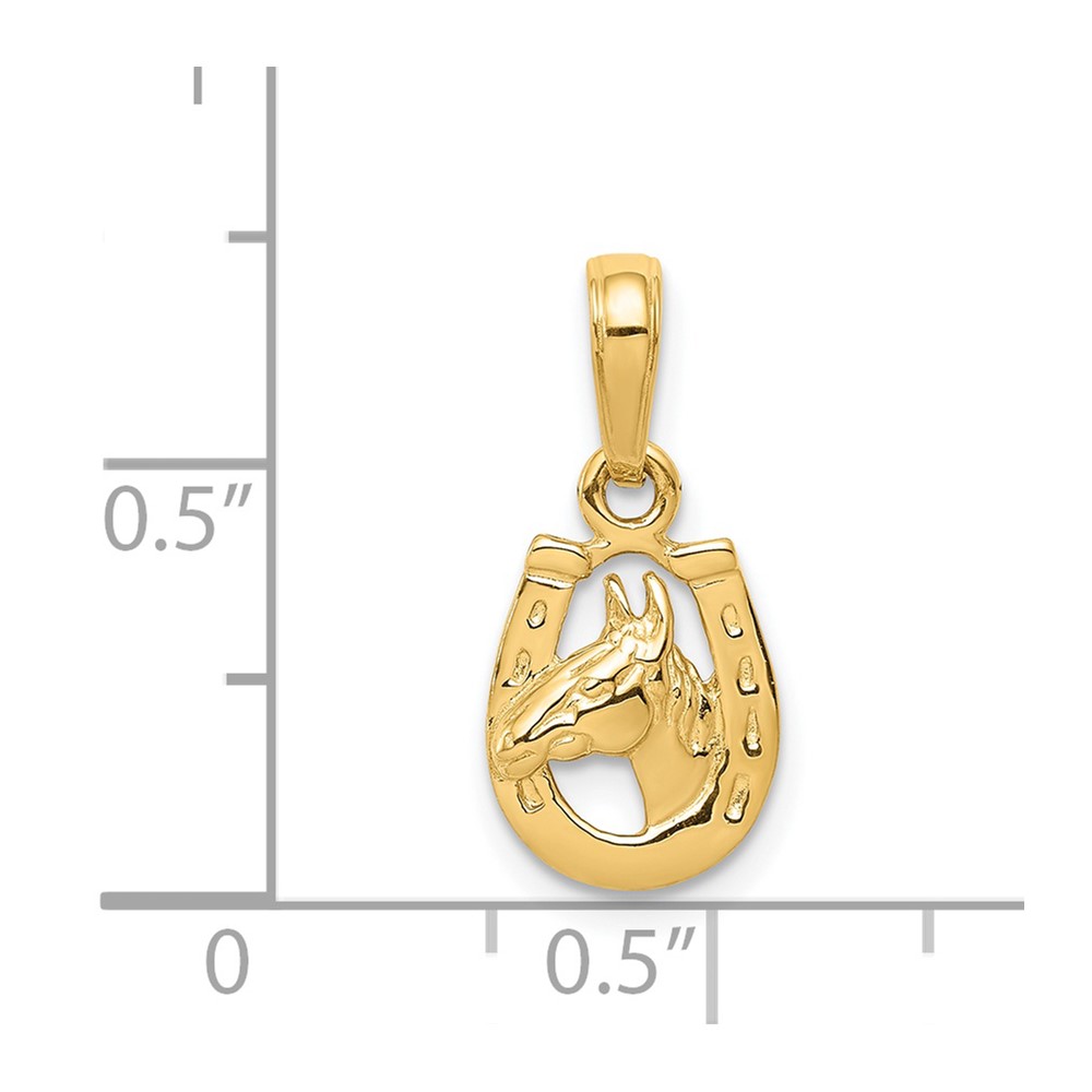 14K Horseshoe with Horse Head Pendant (D4048)