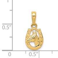 14K Yellow Gold Horseshoe Pendant with Horse Head view 3