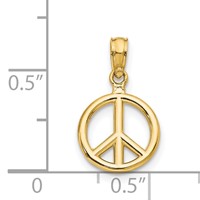 14K Yellow Gold Polished 3-D Peace Symbol Pendant view 3