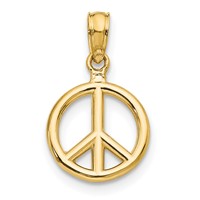 14K Yellow Gold Polished 3-D Peace Symbol Pendant view 1