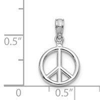 14K White Gold 3-D Polished Peace Symbol Pendant view 3