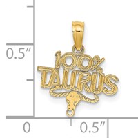 14K Yellow Gold 100% Taurus Zodiac Charm view 3