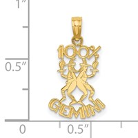 14K Yellow Gold 100% Gemini Zodiac Charm view 3