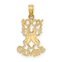 14K Yellow Gold 100% Gemini Zodiac Charm view 1