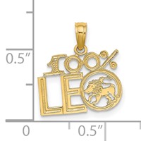 14K Yellow Gold 100% Leo Zodiac Charm view 3