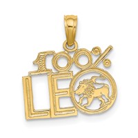 14K Yellow Gold 100% Leo Zodiac Charm view 1