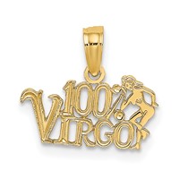 14K Yellow Gold 100% Virgo Zodiac Charm view 1
