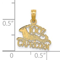 14K Yellow Gold 100% Capricorn Zodiac Charm view 3