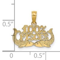 14K Yellow Gold 100% Pisces Zodiac Charm view 3