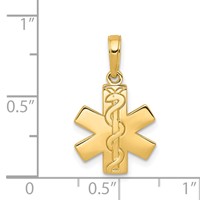 14K Yellow Gold Paramedic Emt Symbol Pendant view 3