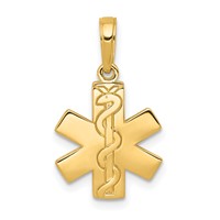 14K Yellow Gold Paramedic Emt Symbol Pendant view 1