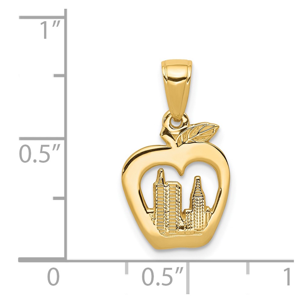 14K New York Skyline in Apple Pendant (D4083)
