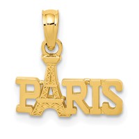 14K Yellow Gold Paris Pendant with Eiffel Tower view 1