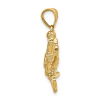 14K Yellow Gold Large Blue Crab Pendant view 2