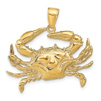 14K Yellow Gold Large Blue Crab Pendant view 1