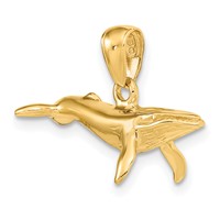 14K Yellow Gold 3-D Humpback Whale Pendant view 4