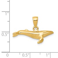 14K Yellow Gold 3-D Humpback Whale Pendant view 5