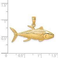 14K Yellow Gold Yellowfin Tuna Fish Pendant view 2