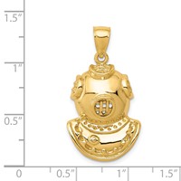 14K Yellow Gold Divers Helmet Pendant view 3