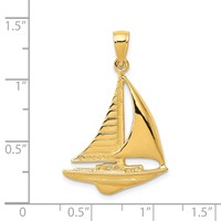 14K Yellow Gold 2-D Sailboat Pendant view 3