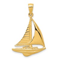 14K Yellow Gold 2-D Sailboat Pendant view 1