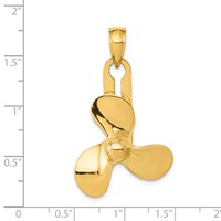 14K Yellow Gold Moveable 3 Blade Propeller Pendant view 3