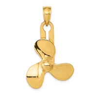 14K Yellow Gold Moveable 3 Blade Propeller Pendant view 1