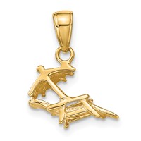 14K Yellow Gold 3-D Lounge Beach Chair Pendant with Umbrella view 3