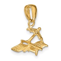 14K Yellow Gold 3-D Lounge Beach Chair Pendant with Umbrella view 5