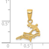 14K Yellow Gold 3-D Lounge Beach Chair Pendant with Umbrella view 4