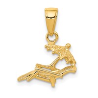 14K Yellow Gold 3-D Lounge Beach Chair Pendant with Umbrella view 1