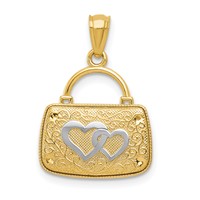 14K and White Rhodium 3-D Reversible Heart Handbag Pendant view 3