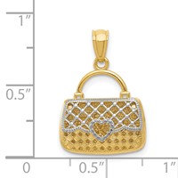 14K and White Rhodium 3-D Reversible Heart Handbag Pendant view 4