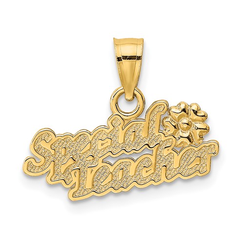 14K Yellow Gold Special Teacher Charm with Flower