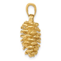 14K Yellow Gold 3-D Pinecone Pendant view 2