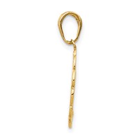 14K Yellow Gold Hummingbird Pendant with Flower Round Scalloped Frame view 2