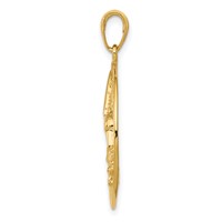 14K Yellow Gold Hummingbird in Round Frame Pendant view 2