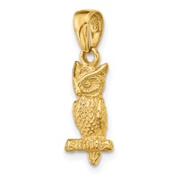 14K Yellow Gold 3-D Owl Pendant view 5