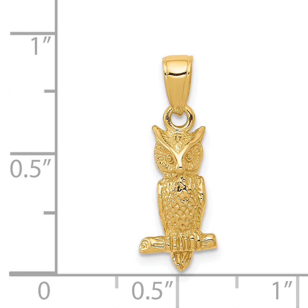 14K 3-D Owl Pendant (D4197)