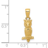14K Yellow Gold 3-D Owl Pendant view 4