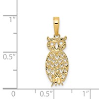 14K Yellow Gold Owl Pendant view 3